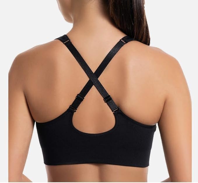 PUMA Ladies Sports Bra, Medium Impact, Convertable Back Design, Moisture Wicking, Removable Cups, 2-Pack (US, Alpha, X-Large, Regular, Regular, Black/White)4
