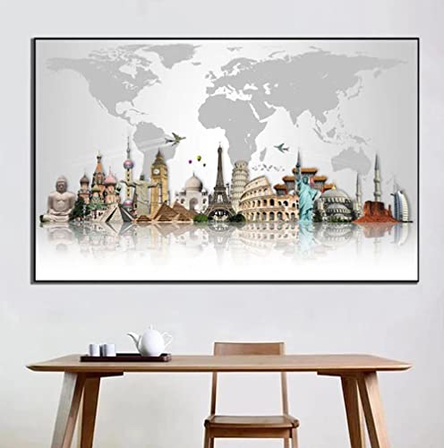 Opiniones y reviews de Murales artísticos en lienzo los más solicitados. 35 Impresiones murales de Lienzo de Pintura mapa del mundo Impresiones en Lienzo Sala de Estar Pared Cuadros Decorativos Modernos Pintura de Arte Abstracto 55x80cm (sin Marco)