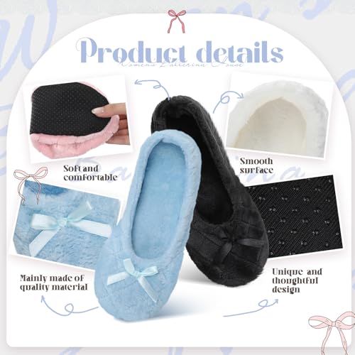 Geyoga 4 Pairs Women's Ballerina House Slippers with Satin Bow Tie Non Slip Slippers Ballet Socks for Wedding Housewarming3