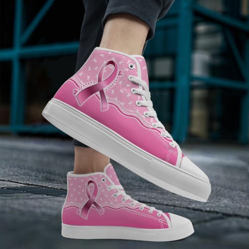 Breast Cancer Awareness High Top Canvas Shoes High Top Sneakers Lace Up Casual Shoes for Women2