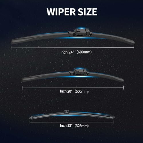 Image of Front and Rear Windshield Wipers for Audi Q5 2009-2017 for Car Window | Quiet and Streak-Free Front and Back Wiper Blades Assembly All-Season OEM Automotive Replacement Accessories