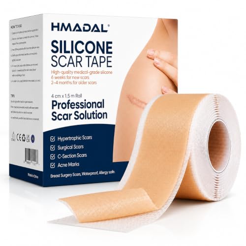 Silicone Scar Sheets (4cm X 1.5m) Silicone Scar Tape for Surgical Scars Reusable Medical Grade Scar Tape for C-Section Tummy Tuck and Wrinkles Suitable for All Skin Types