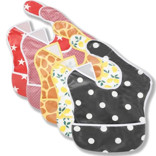 Image of TSD Baby Bibs Waterproof Feeding Bibs 5pack Adjustable Mealtime Poctet Bib for Newborn Toddler Infant Easy Clean Durable Baby Essentials Shower Gift