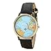 Produktbild Uhren für Frauen, Winkey Global Per Flugzeug Reisen Karte Frauen Kleid Uhr Denim Stoff Band Schwarz