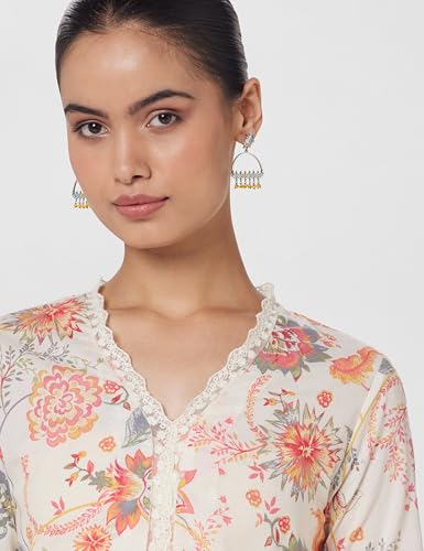 Image of BIBA Women Cotton Straight Fit Floral Kurta