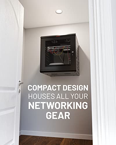 ECHOGEAR-12U-Network-Rack-Enclosed-Wall-Mount-Rack-Kit-Includes-2X-1U-Shelves-Pre-Mounted-Fan-Lockable-Door-Hardware-600mm-Depth-Fits-All-Your-AV-Gear