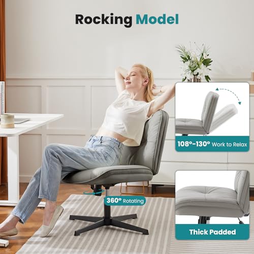image for OLIXIS Criss Cross Chair Without Wheels, Cross Legged Office Chair, Ar