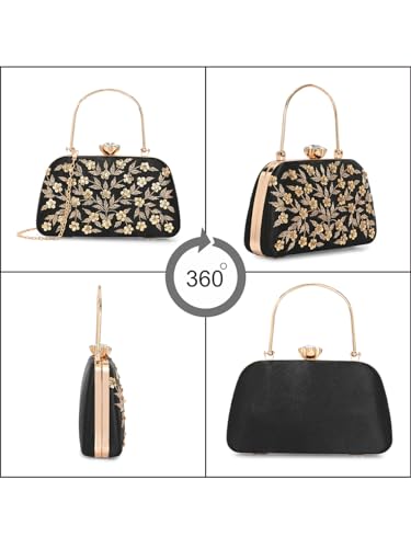 Image of TOOBA Handicraft Women's Beautiful Bling Box Clutch Bag | Evening Bag, Bridal Purse & Party Handbag | Wedding & Special Occasion Clutch (Small Boat)