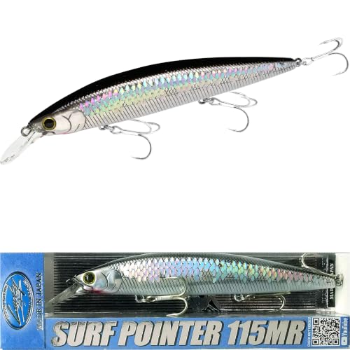 LUCKY CRAFT Surf Pointer 115MR Saltwater Fishing Lures for Halibut and Stripped Bass Long Casting Jerkbait Sinking Surf Fishing Gear Fish Accessories for Tackle Box 765 MS Anchovy