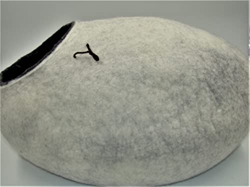 Kivikis Felted Wool Cat Cave, Eco Friendly, Luxurious Cat Bed, Colourful, Elegant Designs, Natural Felted Wool, Handmade Cat House (Snow White) #TOP5