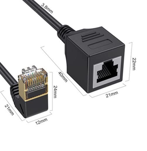 Cable de extensión Ethernet Cat 8, RJ45 macho a hembra, 90° miniatura 6
