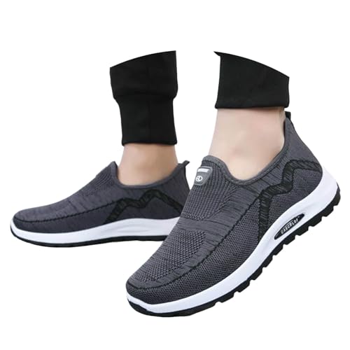 Tenis deportivos para hombre, ligeros, transpirables, de malla, cómodos, ortopédicos con cojín de aire, para caminar nórdico, de verano, para entrenamiento, atletismo, gimnasio, gris, 41 1/3 EU
