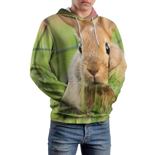 Sweats à capuche hoodie unisexe UMENG, pull molletonné imprimé lapin d'herbe taille S - 6