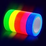 5 Pcs Neon Duct Tape Glow in The Dark under UV Lights - Colored Duct Tape UV Tape Under Black Lights for Glow Party Neon Tape Glow in the Dark Tape - Black Light Tape Glow in the Dark Halloween Tape
