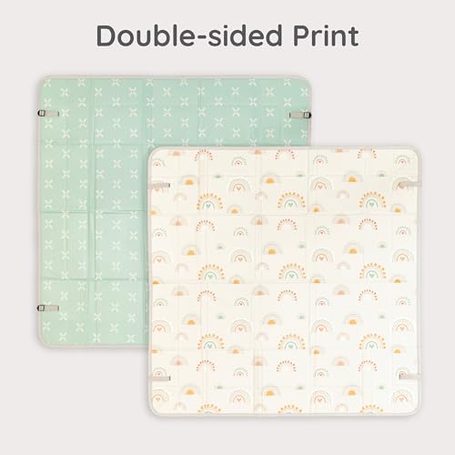 Image of Infantino Foldable Soft Foam Play Mat | Reversible, Easy-Clean Tummy Time & Play Mat with Fold-Up Walls for Safe Play | Portable Baby Mat for Birth to 36 Months - Rainbow