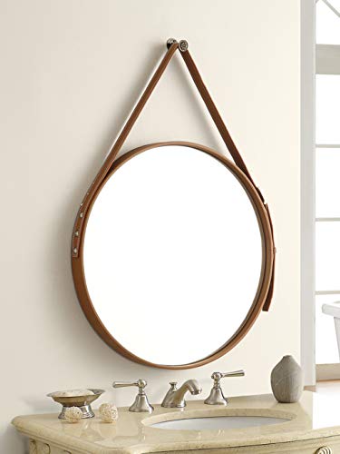 Omoons Round Mirror, Circle Wall Hanging Mirror, Vanity Mirror With Adjustable Leather Strap For Bathroom Bedroom Living Room Entryway #TOP1