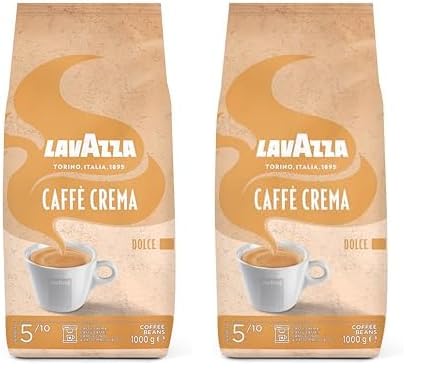 Mein Freund der Kaffeeautomat und die Kaffeesucht Lavazza, Caffè Crema Dolce, Arabica und Robusta Kaffeebohnen, Ideal für Espressomaschinen, mit Aromanoten von Trockenfrüchten, Nussiger Geschmack, Intensität 5/10, Mittlere Röstung, 1 kg Packung