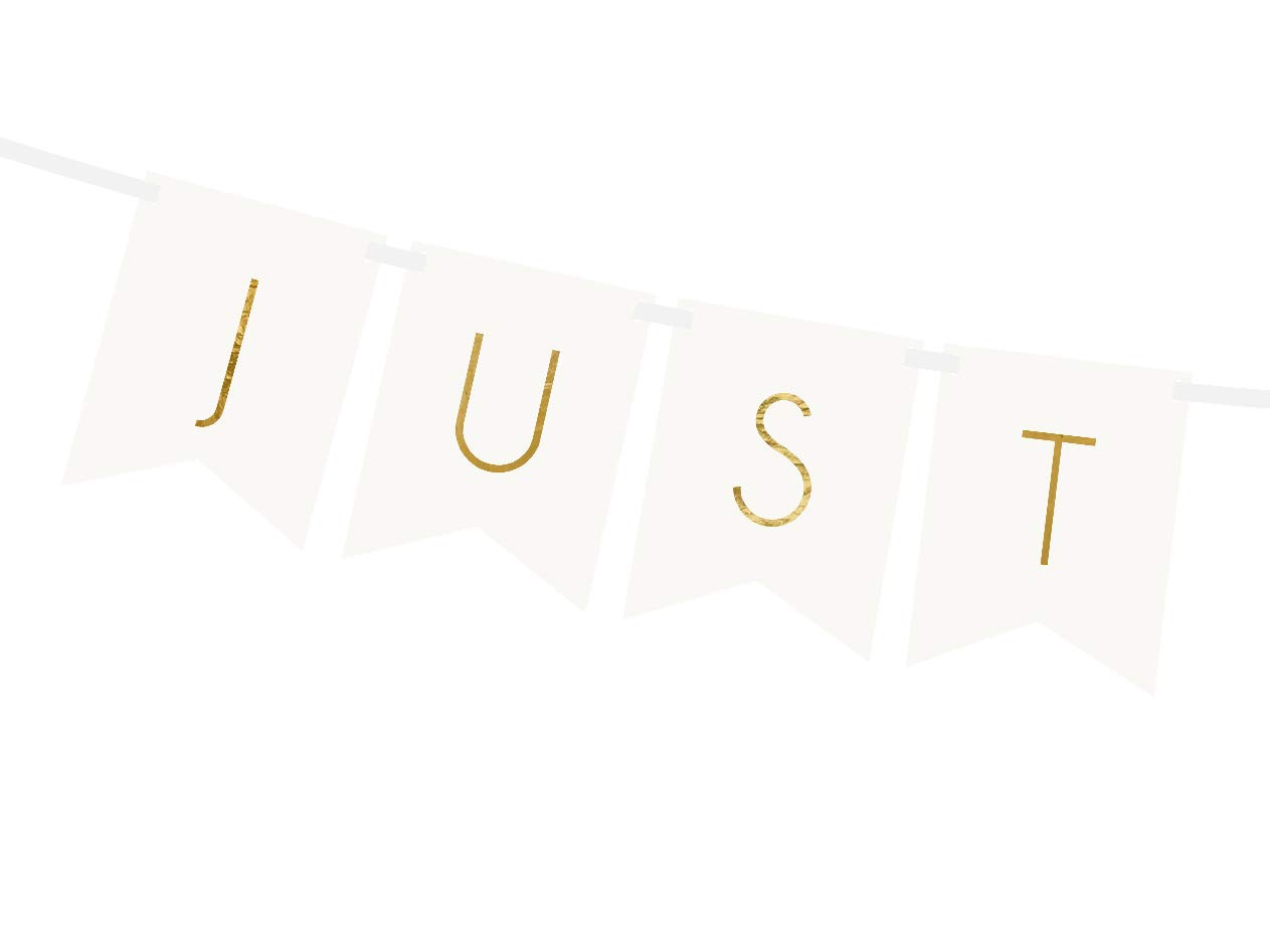 PartyDeco Garland Bunting Banner "Just Married" White and Gold, DIY Wedding Backdrop Decoration, 15 x 155 cm - Image 2