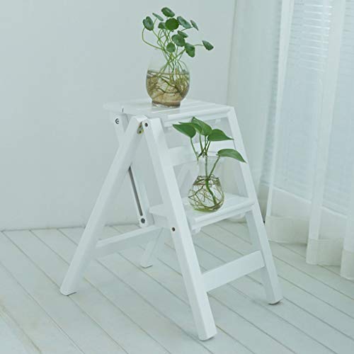 Tabouret d'échelle intérieure double usage : la solution stable en bois blanc pour petits espaces - 2
