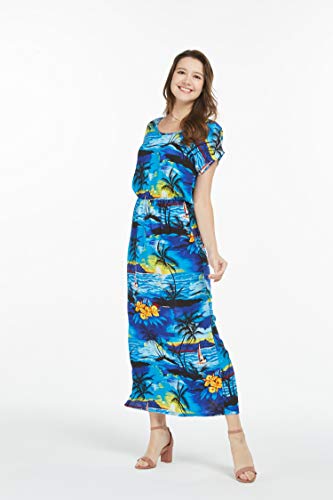 Image of Hawaii Hangover Family Matching Hawaiian Clothes, Sunset Blue | Family matching Hawaiian outfits, Sunset Blue, lightweight rayon, machine washable, tropical print, luaus, cruises