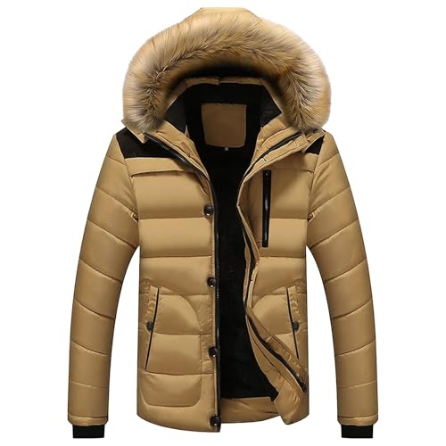 Veste chaude homme pour le ski avec capuche fausse fourrure et manteau