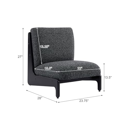 Sillón acolchado sin brazos negro y gris oscuro miniatura 2