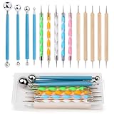 Qzma 14 Pcs Dotting Tools, Embossing Tool with Box, Paint Dotting Tool for Nail Art, Rock Painting, Pottery Clay Modeling Embossing
