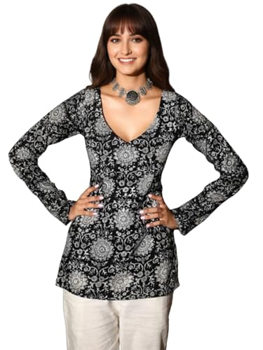 GRECIILOOKS Short Kurti for Women Latest | Women's Floral Printed Rayon Short Kurta | Comfortable, Office & Casual Kurti for Jeans, Leggings & Trousers