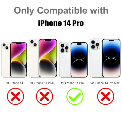 Image of Magnetic for iPhone 14 Pro Case with 360 Stand [Compatible with Magsafe] [Fluorescent Design] [1 Screen Protector] Slim Translucent Matte Case for iPhone 14 Pro 6.1 inch, White
