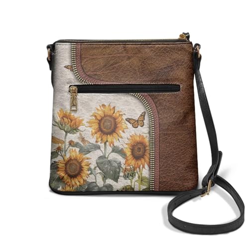 Image of Leather Purses for Women, Leather Hobo Bags for Women Travel Sling Purse Triple Zippered Pockets Shoulder Bag
