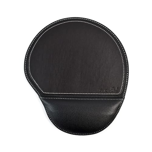Black Office Square Leather Mouse Pad with Wrist Rest Non-Slip Design, Business Style Gaming PU Mousepad for Learners, Workers &Computer Users. by BONNY DODO - Used condition - US$11.93