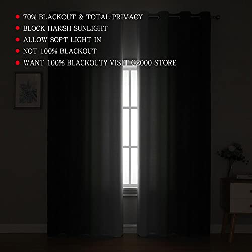Image of G2000 Blackout Curtains & Drapes for Bedroom Living Room 84 Inches Long Green and Greyish White Room Darkening Window Treatments Ombre Thermal Insulated Light Blocking Grommet Backdrop 2 Panels Set