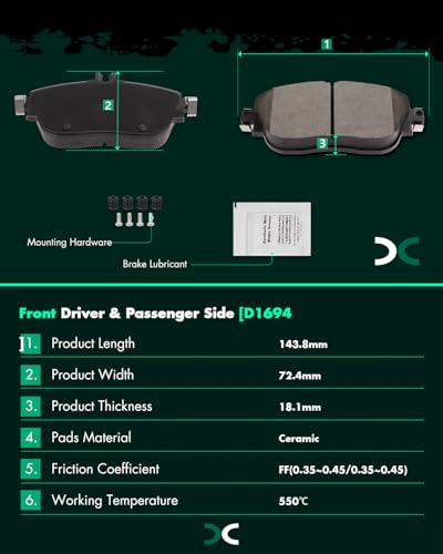 Image of SCITOO D1694 D1646 Front & Rear Ceramic Brake Pad Sets 17-19 For INFINITI For QX30,14-15 For Mercedes-Benz For B Electric Drive,12-14 For B180,13-19 For B250,16-17 For B250e,14-19 For CLA250