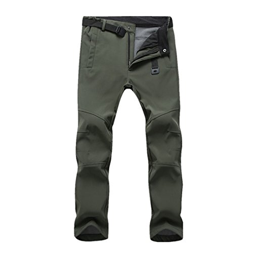 Freiesoldaten Hombres Pantalones de Escalada Soft Shell Fleece Pantalones de Deportes al Aire Libre a Prueba de Agua y a Prueba de Viento