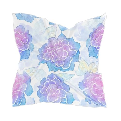 Dreamy Colorful Purple Blue flower silk scarf neckerchief fashion wrap scarf for women for winter chal para mujer