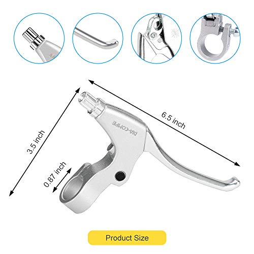 Brake Lever, BicycleStore 1 Pair 2.2cm Diameter Bicycle Brake Handles Aluminum Alloy Universal Anti Skid Front Cycling Bike Brake Kit Bike Accessories for Mountain Bike Folding Bicycle Road (Silver)