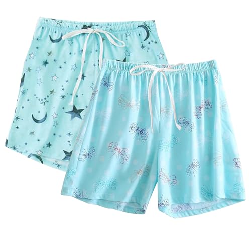 Image of ENJOYNIGHT Women Pajama Shorts Cotton Lounge Bottoms Sleep Shorts with Drawstring & Pockets