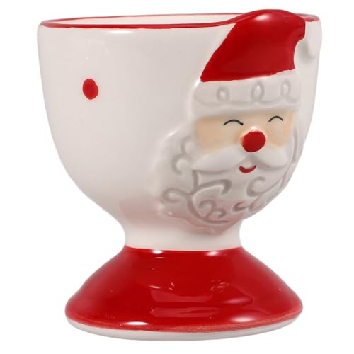 Alipis Ceramic Egg Cup Christmas Santa Claus Egg Display Holder Hard Boiled Egg Container for Breakfast Dinning Time Xmas Decor