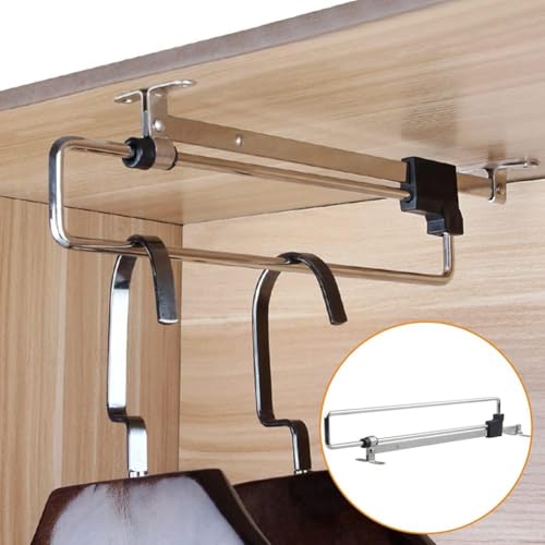 Ausziehbare Kleiderstange, Edelstahl Schrankstange, Kleiderstange, Verstellbarer Kleiderschrank Kleiderstange, Herausziehen der Kleiderbügel, Teleskopschrankrohr, 25 cm