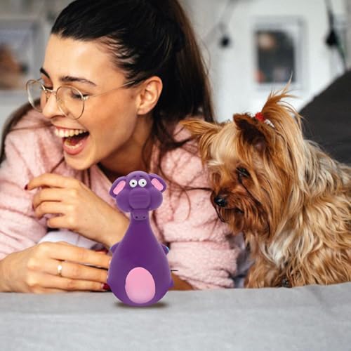 Image of PetVogue Rubber Squeaky Chew Toy for Small Dogs and Cats, 12cmL Purple Elephant Kitten and Puppy chew Toy
