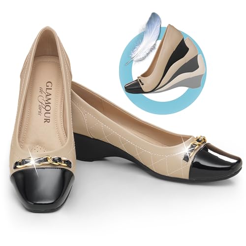 GALERIA DEL COLECCIONISTA Zapatos señora Glamour DE PARÍS. Horma Extra-Ancha. Fáciles de Poner: Ajustables y Flexibles. Plantilla Piel Acolchada. Cómodo Tacón de Cuña. Muy Elegantes.