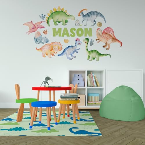 Vinilos decorativos dinosaurio acuarela personalizados 36x19 cm miniatura 2