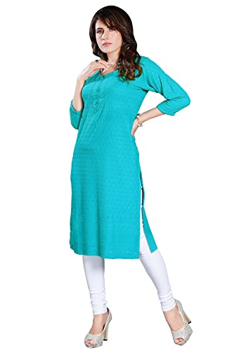 Image of DREAM & DZIRE Chikankari Kurti for Women of Cotton in Plus Size & Small Size.