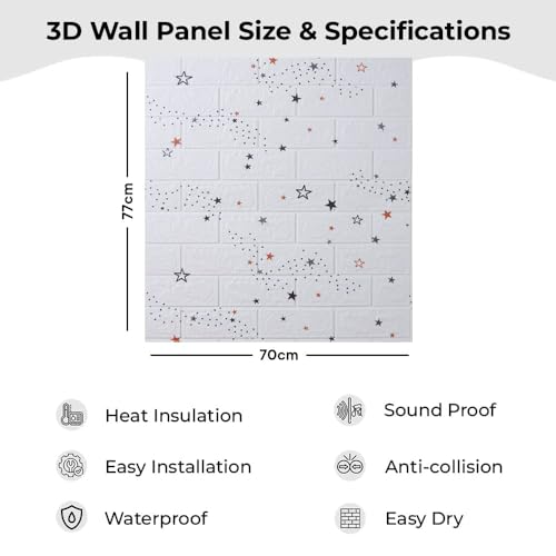 Image of Heart Home Foam Brick Pattern 3D Wallpaper for Walls|Soft PE Foam|Easy to Peel, Stick & Remove DIY Wallpaper|Suitable on All Walls|Pack of 5 Sheets, 70 cm X 70 cm