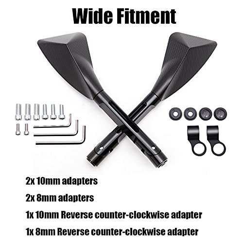 Jmtbno 8Mm 10Mm Universal Cnc Motorcycle Handlebar End Mirror, Motorcycle Side Rearview Mirrors For Street Bike Sport Bike Dirt Bike Cruiser Chopper Scooter(Black) #TOP5