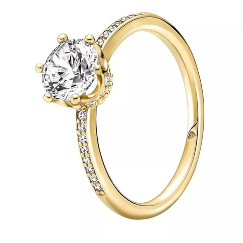 Pandora Passions Bague Couronne scintillante en métal plaqué or 14 carats avec zircones cubiques...