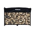 Woodhaven 6 Foot Black - Heavy Duty Made in the USA - Outdoor Cord Firewood Storage Log Rack With Seasoning Cover Set - Metal Firewood Rack With UV-Stable Powder Coat