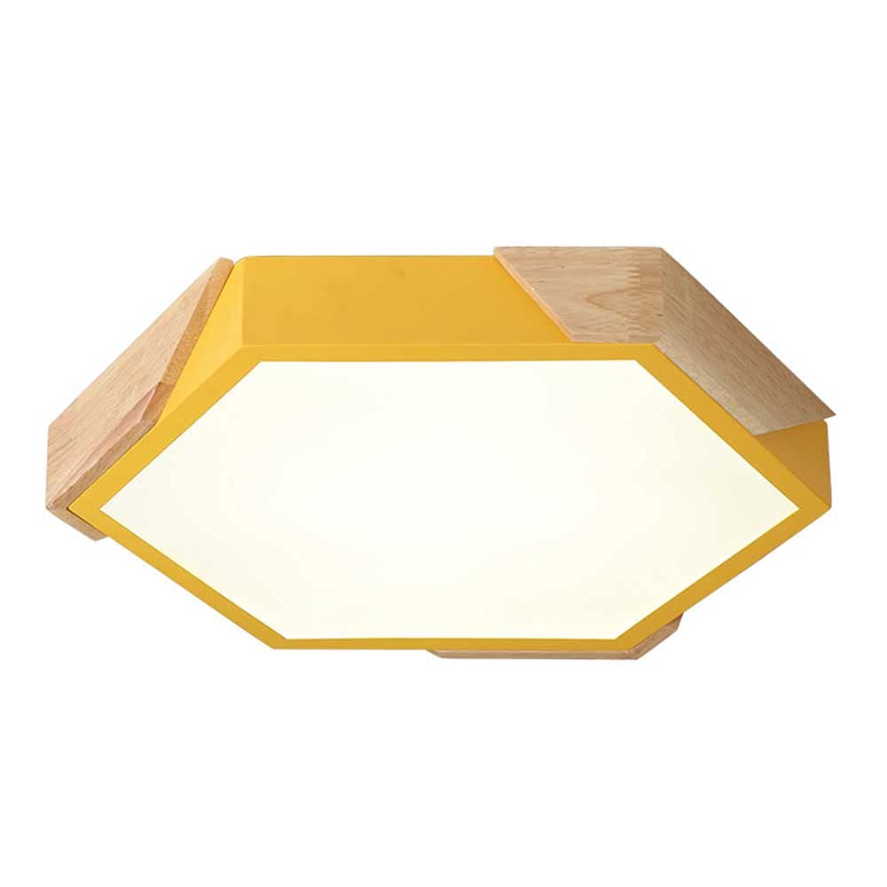 Wielokątna Lampa Sufitowa Lampa Sufitowa Z Drewna Oszczędność Energii 18W 1790lm Ściemnianie Trójkolorowe Łatwa W Instalacji Oprawa Oświetleniowa Macaron Color Dziecięca Lampka