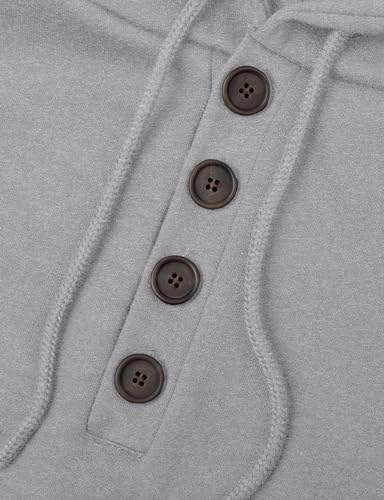 Ohoo Mens Henley Pullover Hoodie Sweatshirt Long Sleeve Lightweight with Kanga Pocke4