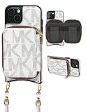 Luxury Wallet Card Holer Case for iPhone 14 Plus 6.7 Inch,Leather Metal Nameplate Protective Case wi